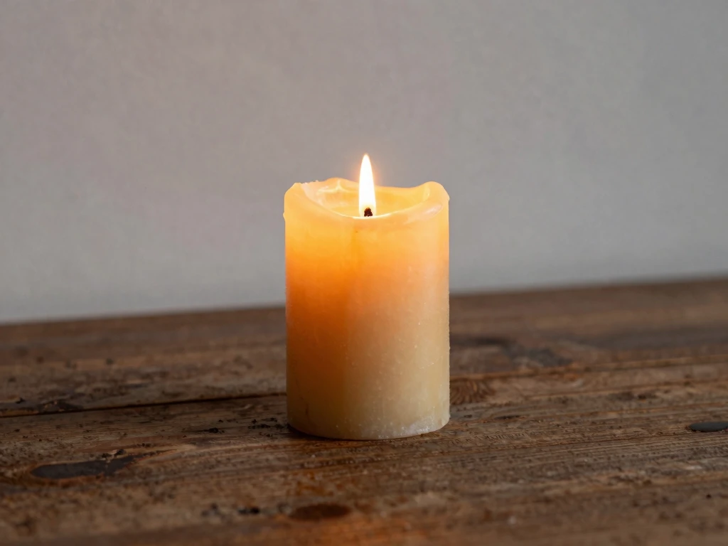 Warm candlelight and still air suggesting mindful presence